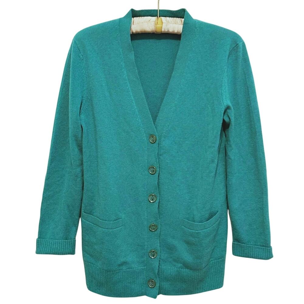 Lilly Pulitzer Cashmere Button Up Cardigan Sweater Medium Green Preppy Old Money